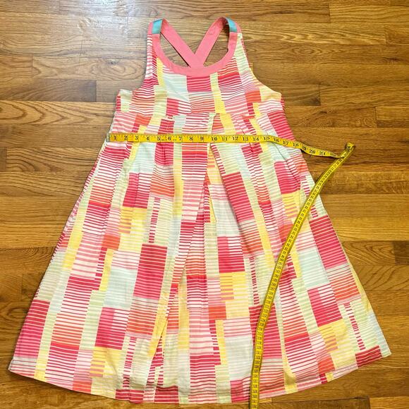 Kenzo Kids Girl’s Medium Pink Green Criss Cross Printed Apron Midi Sun Dress - Picture 5 of 9